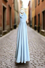 Sky Blue Off Shoulder Spaghetti Strap Sweetheart Chiffon Bridesmaid Dresses