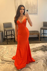 spaghetti straps orange long prom dress with criss cross back