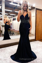 Sparkly Black Sequins Open Back Long Prom Dress