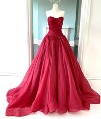 Strapless Open Back Red Long Prom Dresses