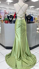 Straps Mermaid Long Prom Dresses with Beaded Bodice