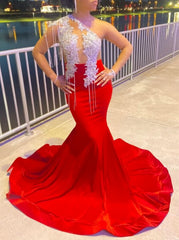 Stunning and Elegant Princess Party Wear Gown Red Prom Dresses