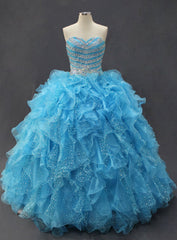 Stunning Blue Ball Gown Organza Sweetheart Quinceanera Dresses