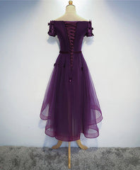 Stylish Dark Purple High Low Formal Dresses , Cute Party Dresses, Purple Homecoming Dresses