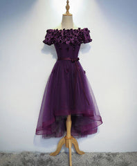 Stylish Dark Purple High Low Formal Dresses , Cute Party Dresses, Purple Homecoming Dresses