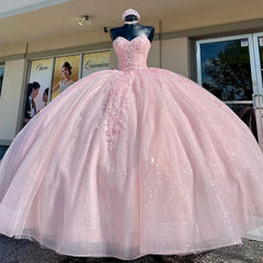 Sweetheart Light Pink Quinceanera Dresses Ball Gown Birthday Party Dresses