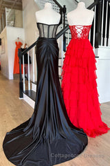 Sweetheart Red Corset Chiffon Ruffle Long Prom Dress