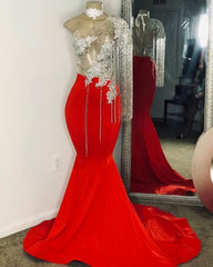 Tassel Prom Dresses, One Shoulder Prom Dresses, Mermaid Prom Dresses, Red Prom Dresses