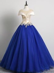 To Choose From Blue Ball Gown Tulle Cap Sleeve Appliques Beading Quinceanera Dresses