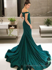 Trumpet/Mermaid Off-the-Shoulder Sweep Train Sequins Evening Dresses With Ruffles