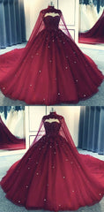 Tulle Ball Gown Prom Dresses With Cape