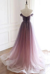 Tulle Gradient Long Formal Gown, A-line Floor Length Party Dresses