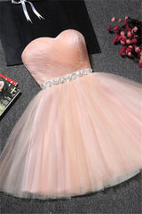 Tulle Ruffles Pink Homecoming Dresses Sweetheart Short Hoco Dresses