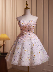 Tulle Sequins Flower Beading Homecoming Dresses