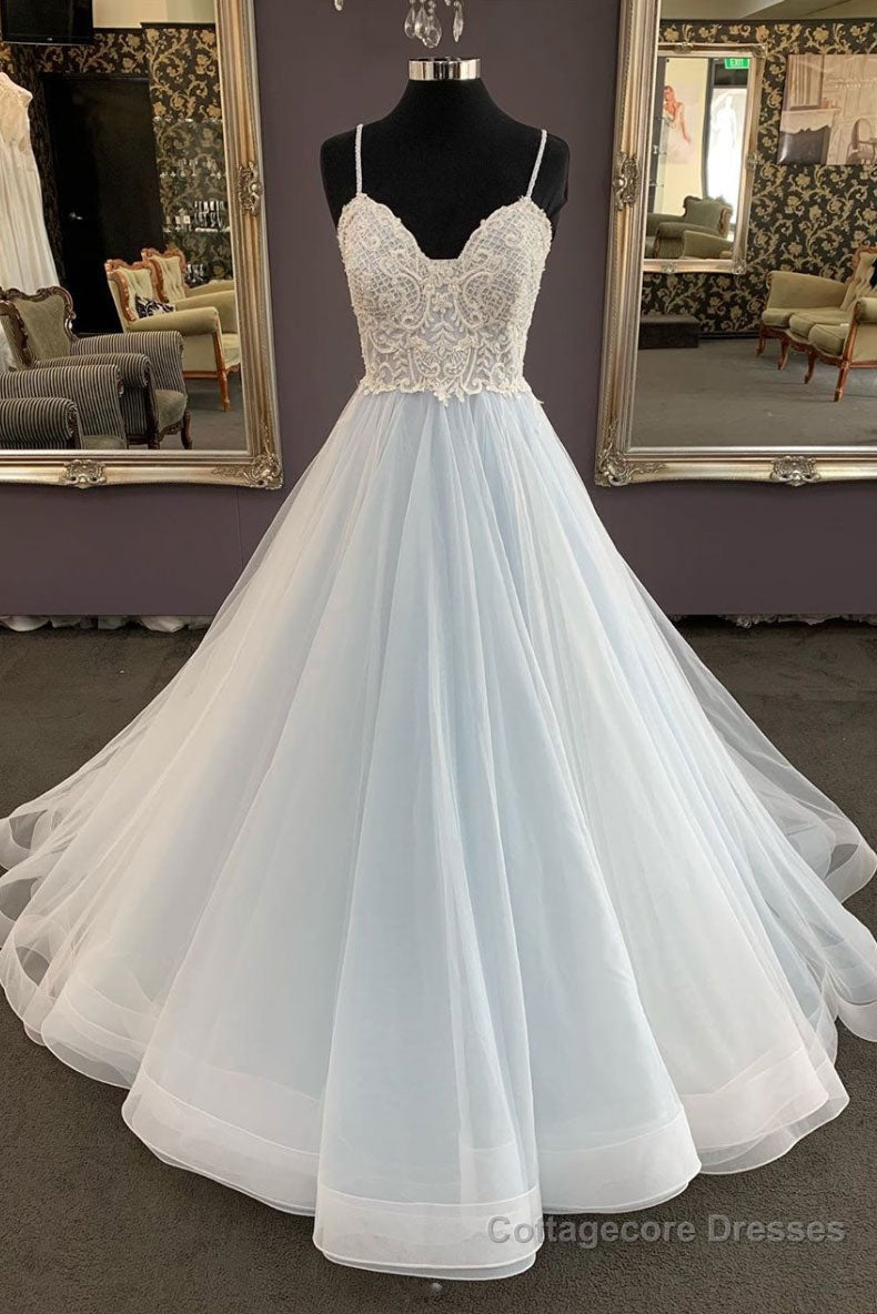 Unique sweetheart tulle lace long prom dress, lace evening dress