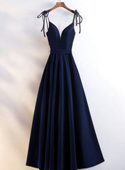 Velvet Straps Long V-neckline Long Party Dresses, Velvet Bridesmaid Dresses