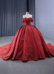 Vintage Red Tulle Sequins Off the Shoulder Pearls Prom Dresses