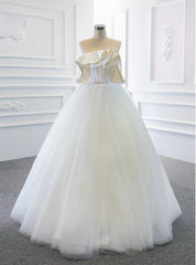 We Offer a Variety Of White Ball Gown Tulle Strapless Pleats Long Prom Dresses