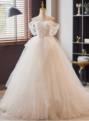 White Lace Tulle Spaghetti Straps Wedding Dresses