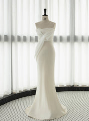 White Satin Mermaid Wedding Dresses