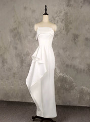 White Sheath Strapless Wedding Dresses