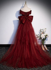 Wine Red Mermaid Off Shouler Evening Dress, Wine Red Long Prom Dress Party Dress