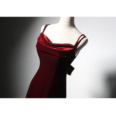 Wine Red Velvet Mermaid Wedding Party Dresses, Wine Red Formal Dresses