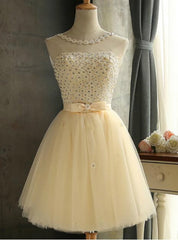 Yellow Beading Homecoming Dresses