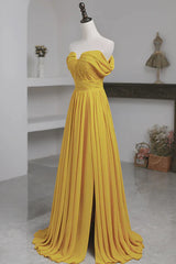 Yellow Chiffon A-line Simple Prom Dresses Yellow Bridesmaid Dresses prom Dresses shops