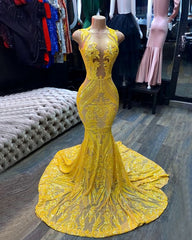 Yellow Sparkly Prom Dresses,Mermaid Iridescent Dresses