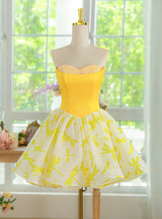 Yellow Sweetheart Homecoming Dresses