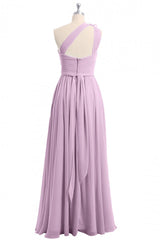 Dusty Purple One-Shoulder Backless A-Line Long Bridesmaid Dress