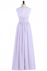 Lavender Chiffon Sweetheart Cutout Back A-Line Long Bridesmaid Dress