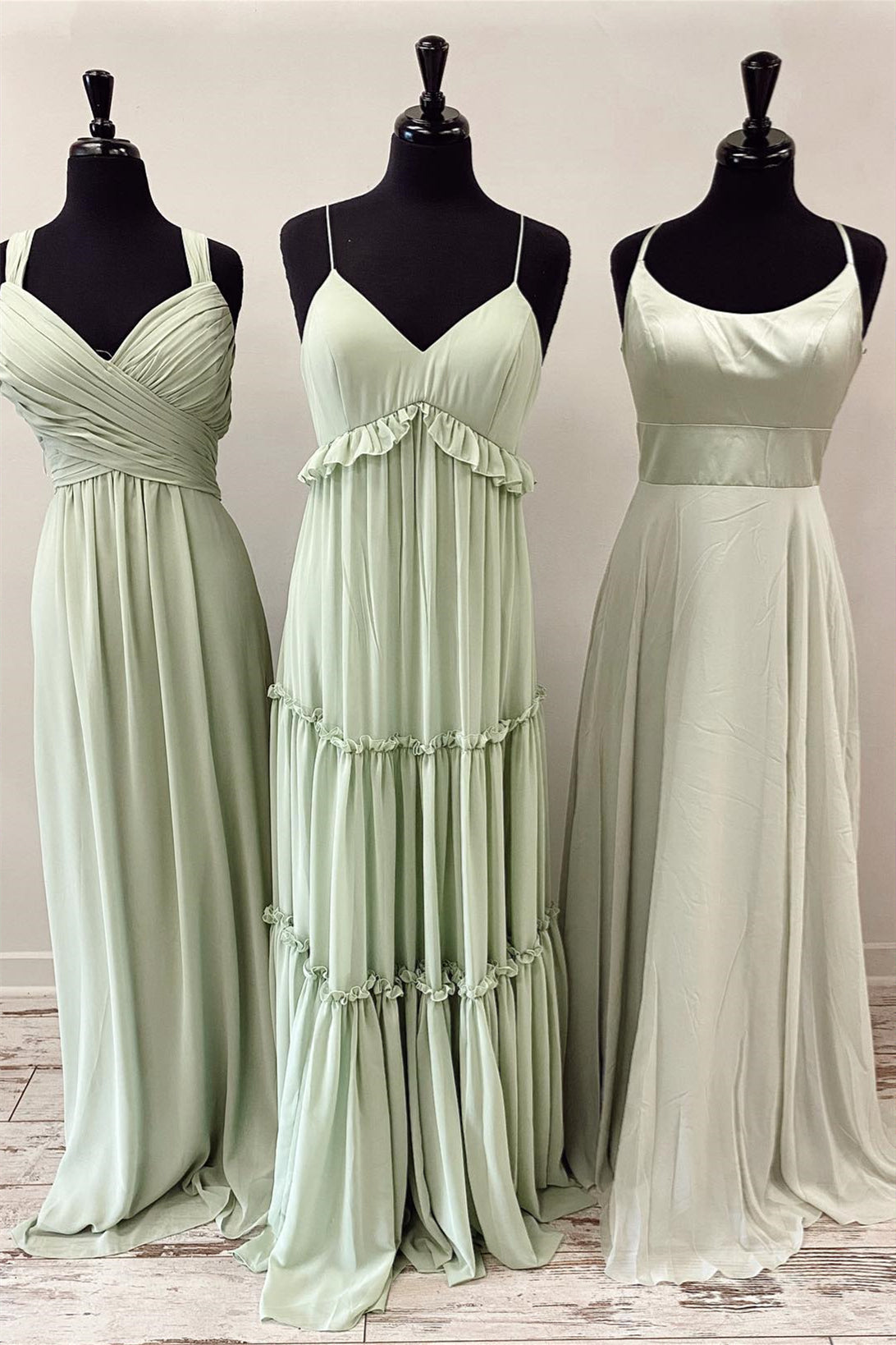 Dusty Sage Mismatch Long Bridesmaid Dress