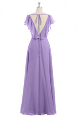 Lavender Sweetheart Ruffled A-Line Long Bridesmaid Dress