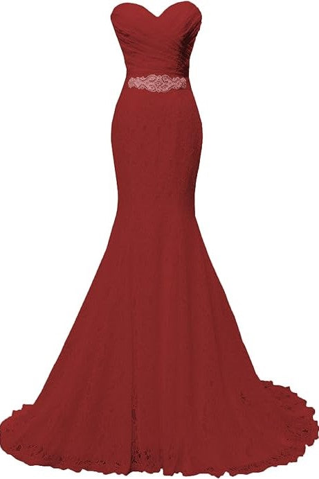 Chic Mermaid Sweetheart Long Lace Prom Dress