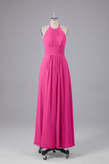 Elegant Chiffon Halter Floor Length Bridesmaid Dresses