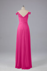 Elegant Chiffon Off The Shoulder Open Back Long Bridesmaid Dresses