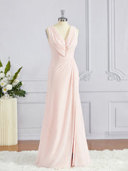 A-Line/Princess V-neck Sweep Train Chiffon Bridesmaid Dresses