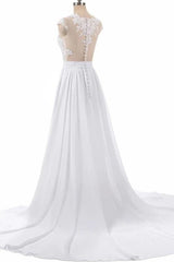 Cap Sleeve Appliques Chiffon A-line Wedding Dress