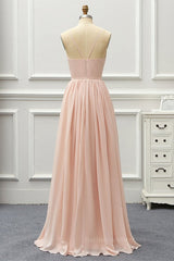 Elegant A Line V Neck Pink Long Prom Dress, Pink Formal Graduation Evening Dress