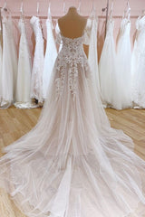 Glamorous Long Mermaid Bateau Appliques Lace Tulle Wedding Dress