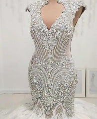 Luxurious Sleeveless Appliques Rhinestones Mermaid Wedding Bridal Gowns