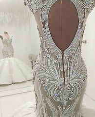 Luxurious Sleeveless Appliques Rhinestones Mermaid Wedding Bridal Gowns