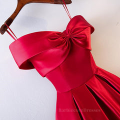 Red Tea Length Prom Dresses, Red Tea Length Formal Bridesmaid Dresses