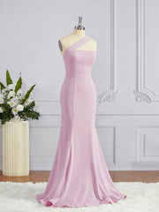 Sheath/Column One-Shoulder Floor-Length Stretch Crepe Bridesmaid Dresses