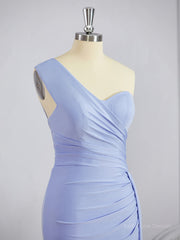 Sheath/Column One-Shoulder Sweep Train Jersey Bridesmaid Dresses