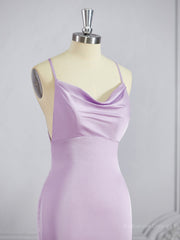 Sheath/Column Square Sweep Train NS Elastic Woven Satin Bridesmaid Dresses