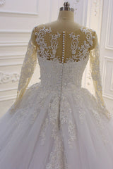 Trendy Sweetheart Long Sleevess Ivory Ball Gown Wedding Dress