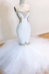 White Lace Mermaid Sweetheart Simple Wedding Dresses for Sale